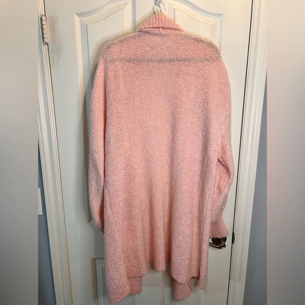 🌸”Karen Scott Vintage Baby Pink Nubby Knot Open Front Cardigan w/ Pockets Size L - Picture 9 of 17